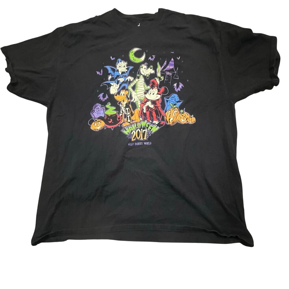 Disney Resorts Halloween 2017 Black Mickey Goofy Pluto Graphic T Shirt Men 2XL